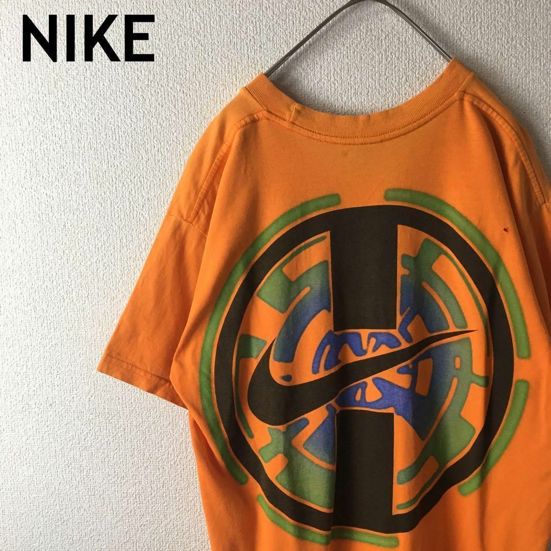 NIKE(ナイキ)のE2 NIKE スウォッシュロゴ　半袖　Tシャツ 90s Sメンズ　オレンジ メンズのトップス(Tシャツ/カットソー(半袖/袖なし))の商品写真