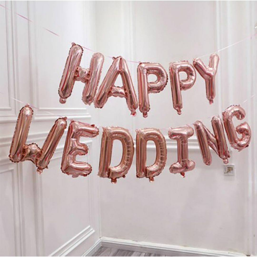 HAPPY WEDDING 風船 バルーン お祝い ピンクゴールド インテリア/住まい/日用品のインテリア小物(ウェルカムボード)の商品写真