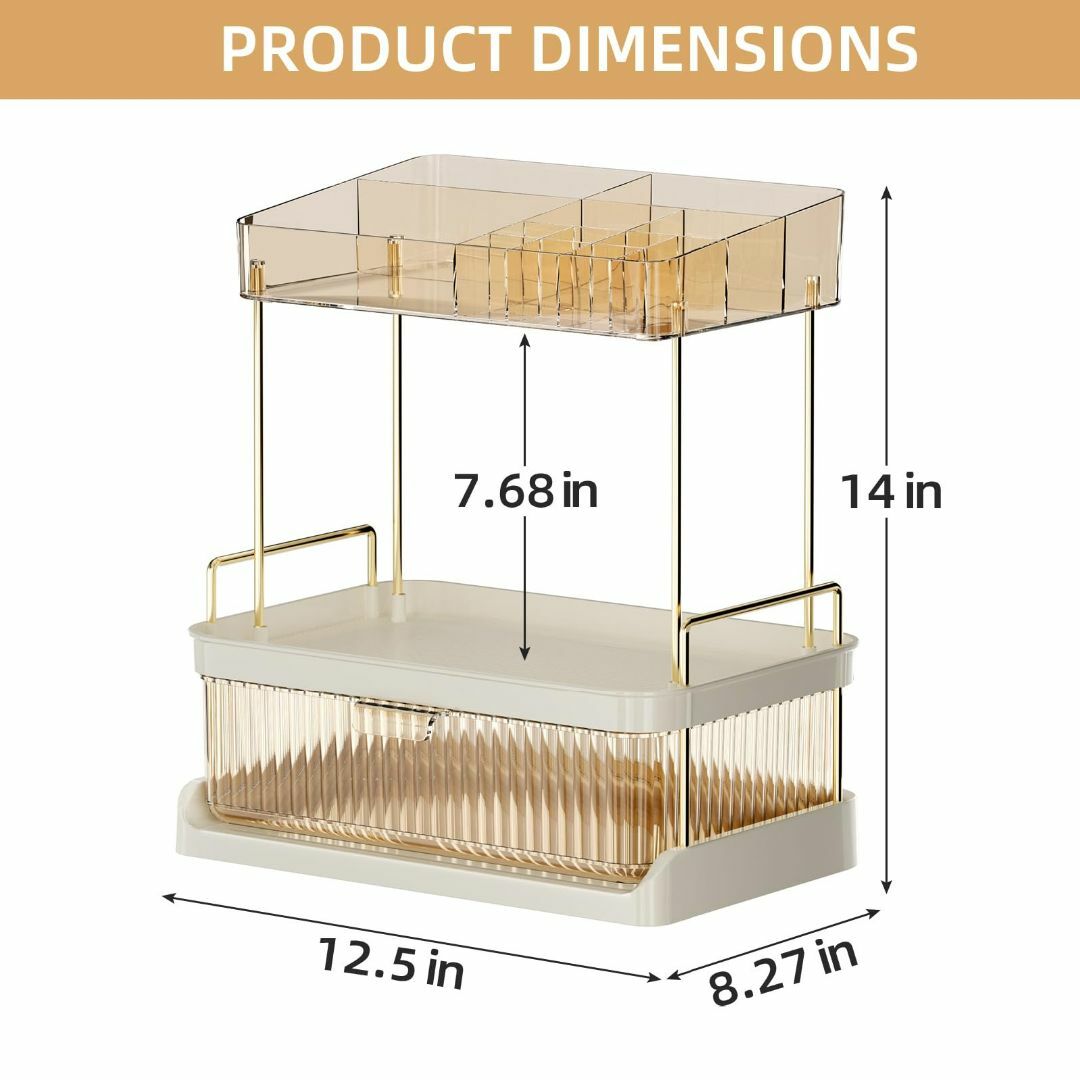 【色:ゴールド_サイズ:1Drawers+1Tray】GLAMFORT メイクボ コスメ/美容のキット/セット(コフレ/メイクアップセット)の商品写真