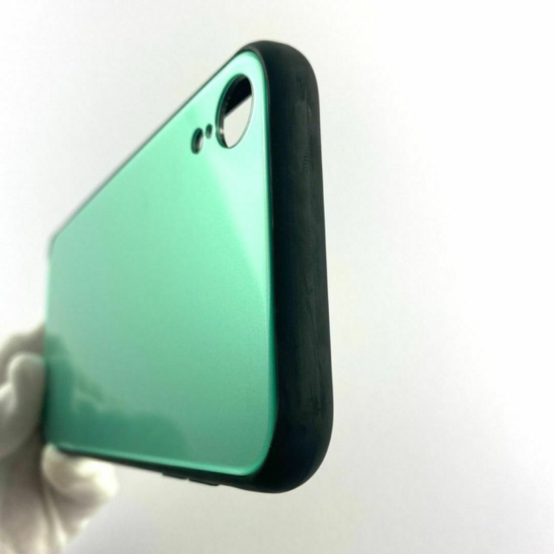 新品 iPhone XR 保護 強化 カバー 背面ガラス シェルケース グリーン スマホ/家電/カメラのスマホアクセサリー(iPhoneケース)の商品写真