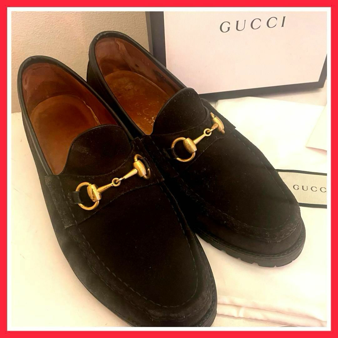 Gucci(グッチ)の箱付き　美品　GUCCI グッチ　ビット　ローファー　42 ヌバック　茶 メンズの靴/シューズ(スリッポン/モカシン)の商品写真