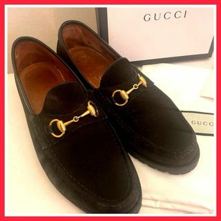 グッチ(Gucci)の箱付き　美品　GUCCI グッチ　ビット　ローファー　42 ヌバック　茶(スリッポン/モカシン)