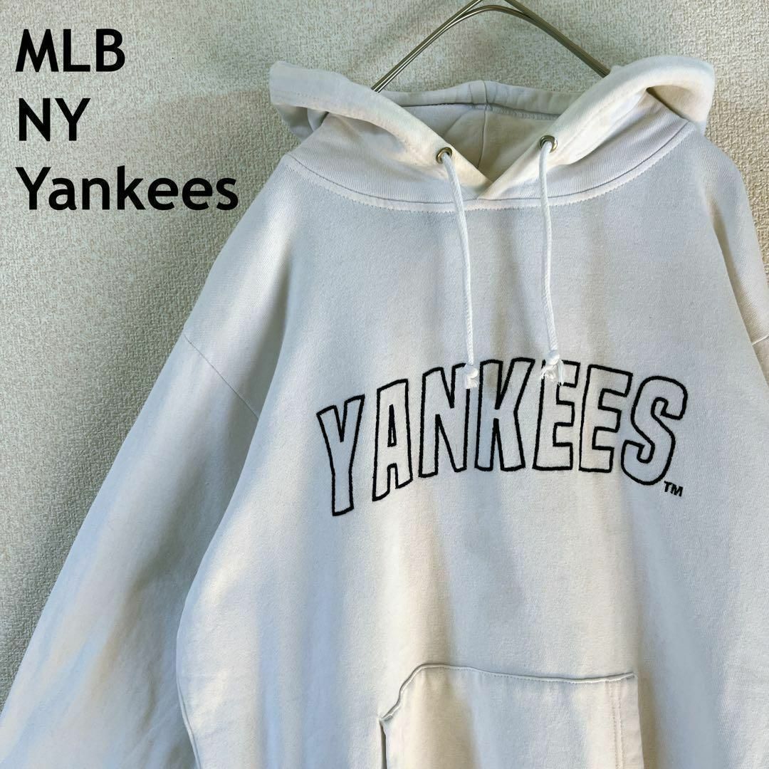 MLB(メジャーリーグベースボール)のC1MLB NYヤンキース　スウェットパーカー　刺繍ロゴ　フードロゴLレディース レディースのトップス(カーディガン)の商品写真