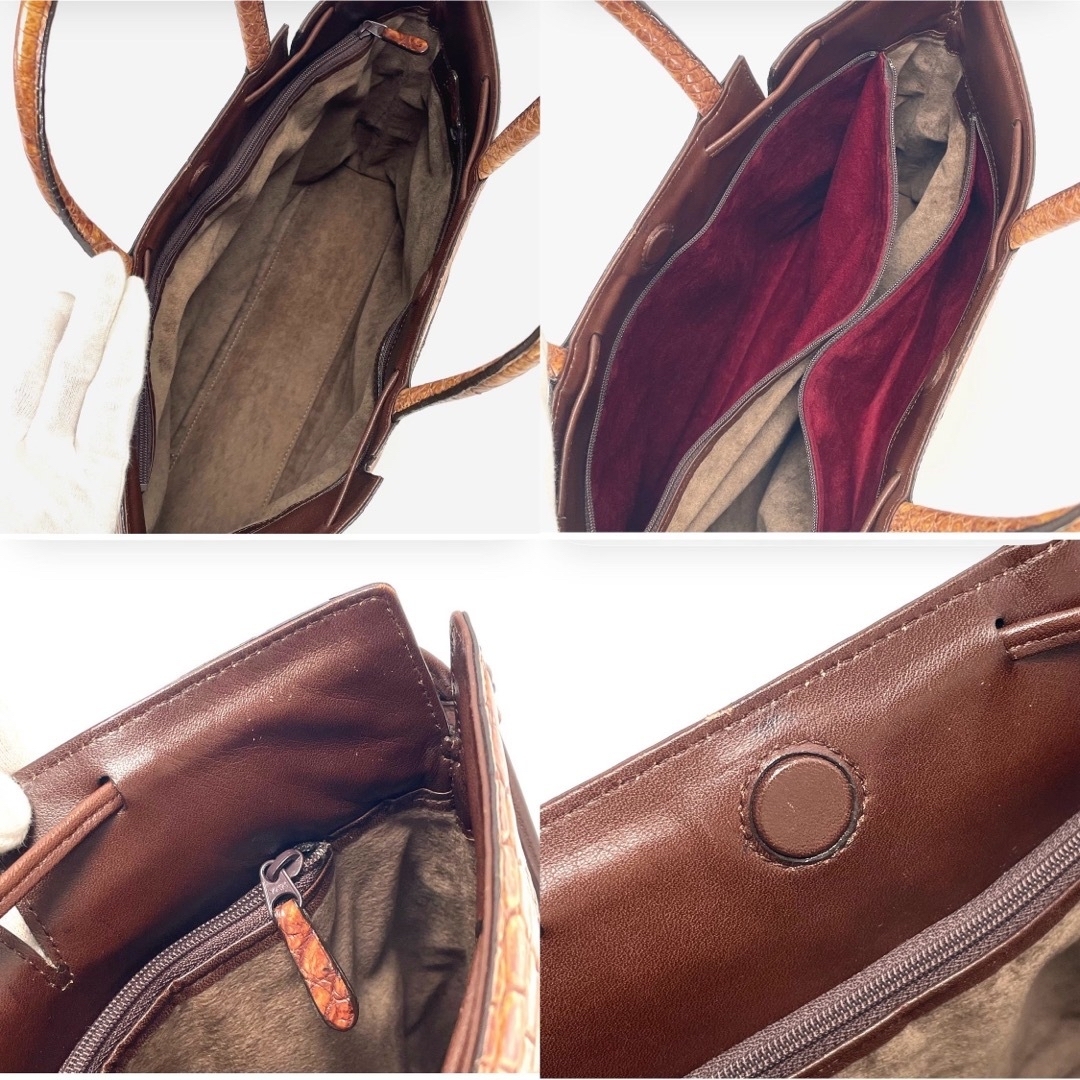  【希少品】 クロコダイル トートバッグ ブラウン A4可 男女兼用 JRA付き メンズのバッグ(トートバッグ)の商品写真
