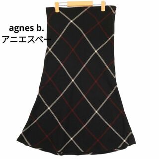agnes b. - agnes b.　黒　チェック　ウール100％　スカート
