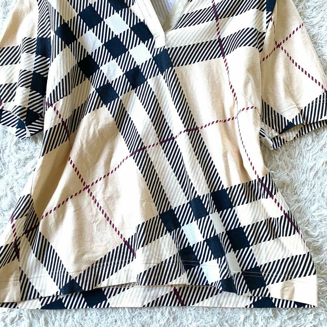 BURBERRY(バーバリー)の希少な大きいサイズ　Burberry 半袖　カットソー　ポロシャツ　ノバチェック レディースのトップス(Tシャツ(半袖/袖なし))の商品写真