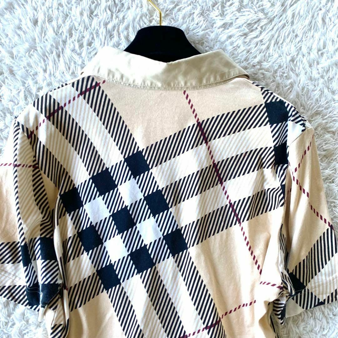 BURBERRY(バーバリー)の希少な大きいサイズ　Burberry 半袖　カットソー　ポロシャツ　ノバチェック レディースのトップス(Tシャツ(半袖/袖なし))の商品写真