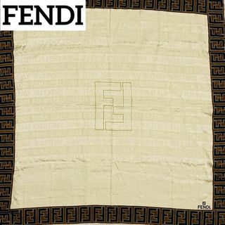 フェンディ(FENDI)の★FENDI★ スカーフ 大判 ズッカ 地紋 1925 ベージュ ブラウン(バンダナ/スカーフ)