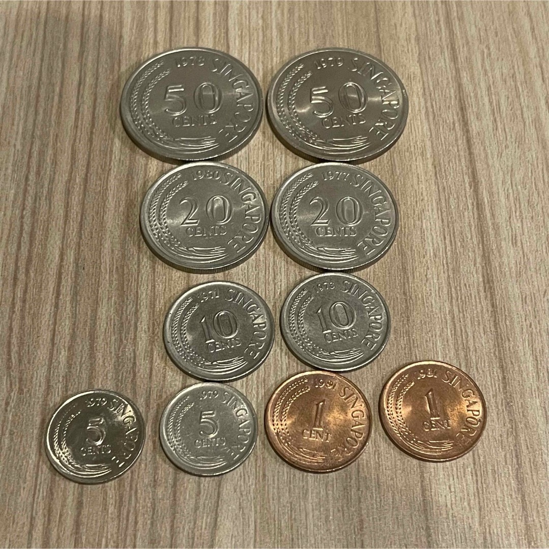 美品 シンガポール セント硬貨 5種 10枚 エンタメ/ホビーの美術品/アンティーク(貨幣)の商品写真