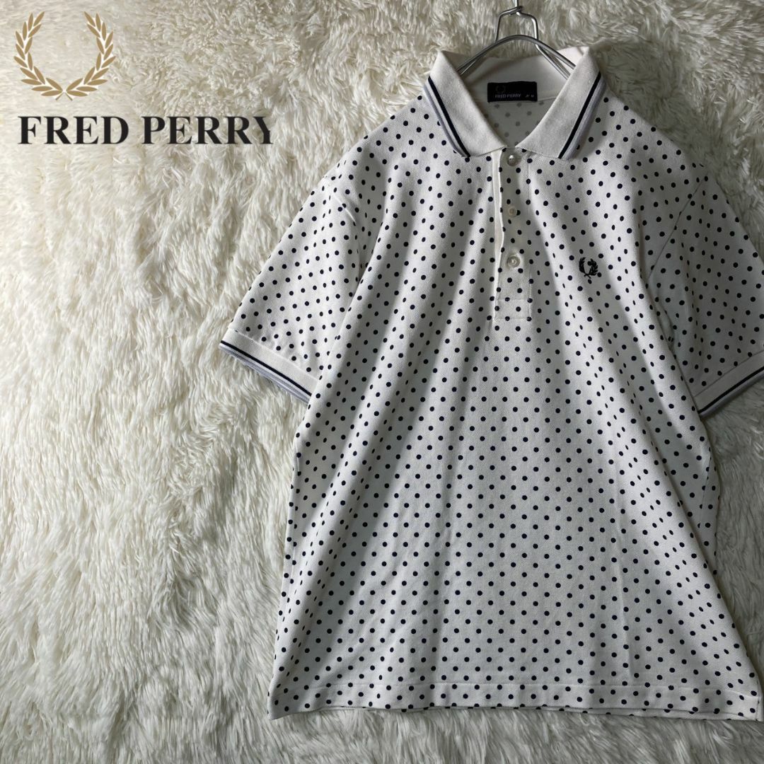 FRED PERRY(フレッドペリー)の美品 FREDPERRY フレッドペリー ドット 水玉 ポロシャツ M 日本製 メンズのトップス(ポロシャツ)の商品写真