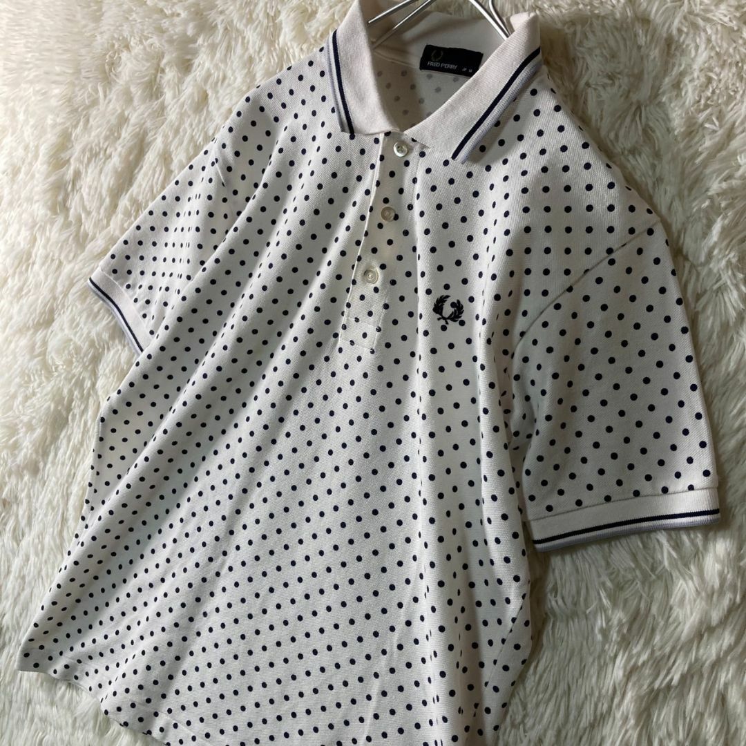 FRED PERRY(フレッドペリー)の美品 FREDPERRY フレッドペリー ドット 水玉 ポロシャツ M 日本製 メンズのトップス(ポロシャツ)の商品写真