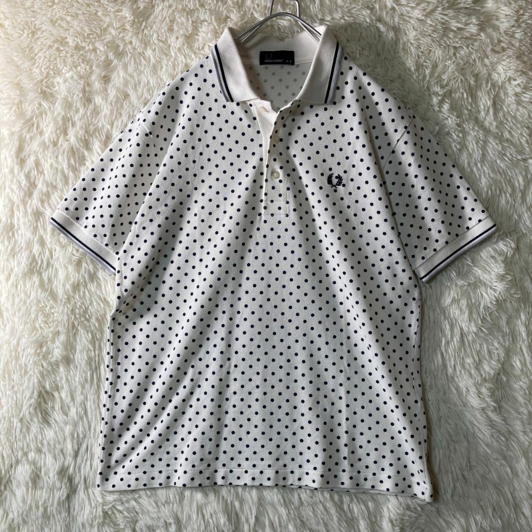 FRED PERRY(フレッドペリー)の美品 FREDPERRY フレッドペリー ドット 水玉 ポロシャツ M 日本製 メンズのトップス(ポロシャツ)の商品写真