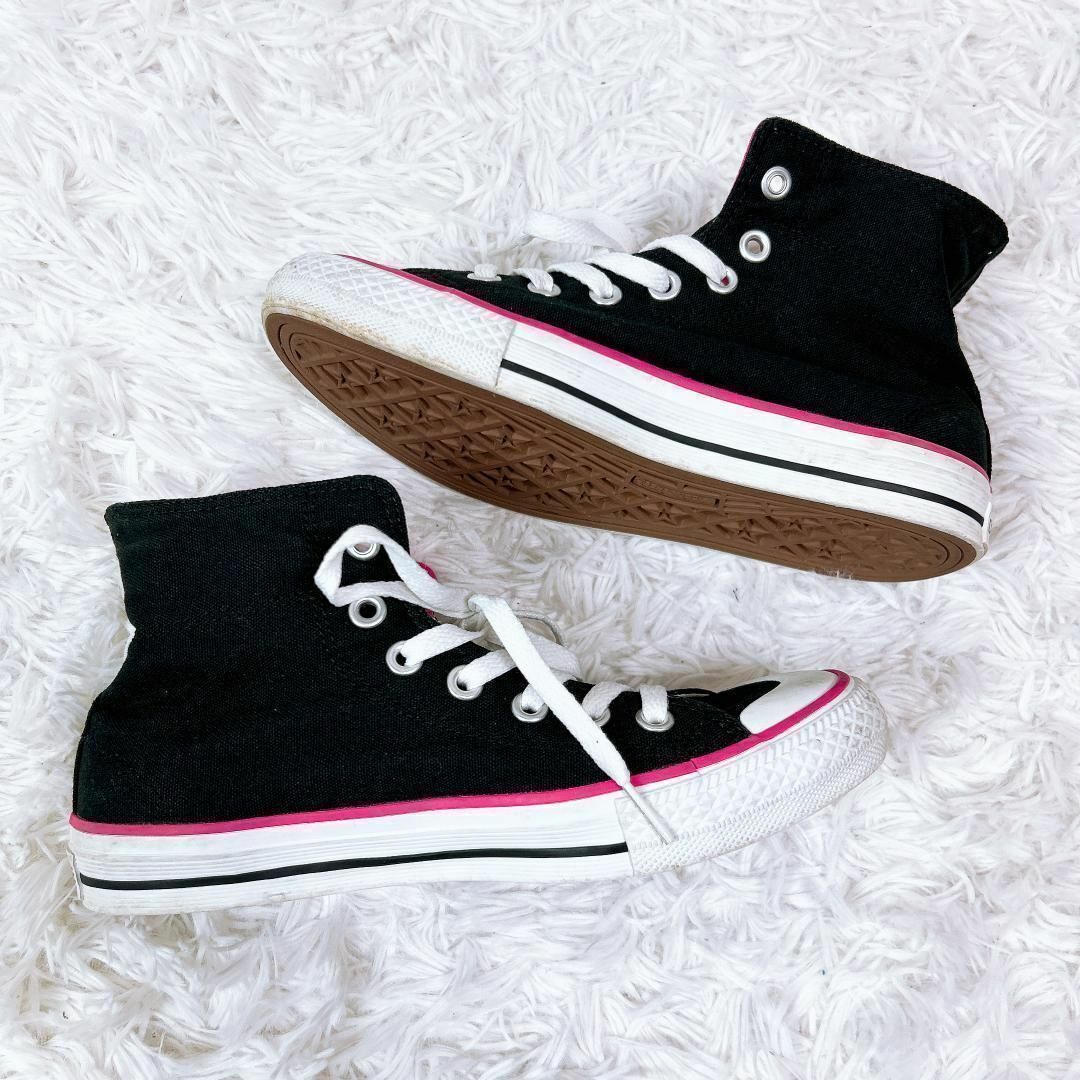 CONVERSE(コンバース)の◆CONVERSE コンバース ハイカットスニーカー 24.0 ブラック×ピンク レディースの靴/シューズ(スニーカー)の商品写真