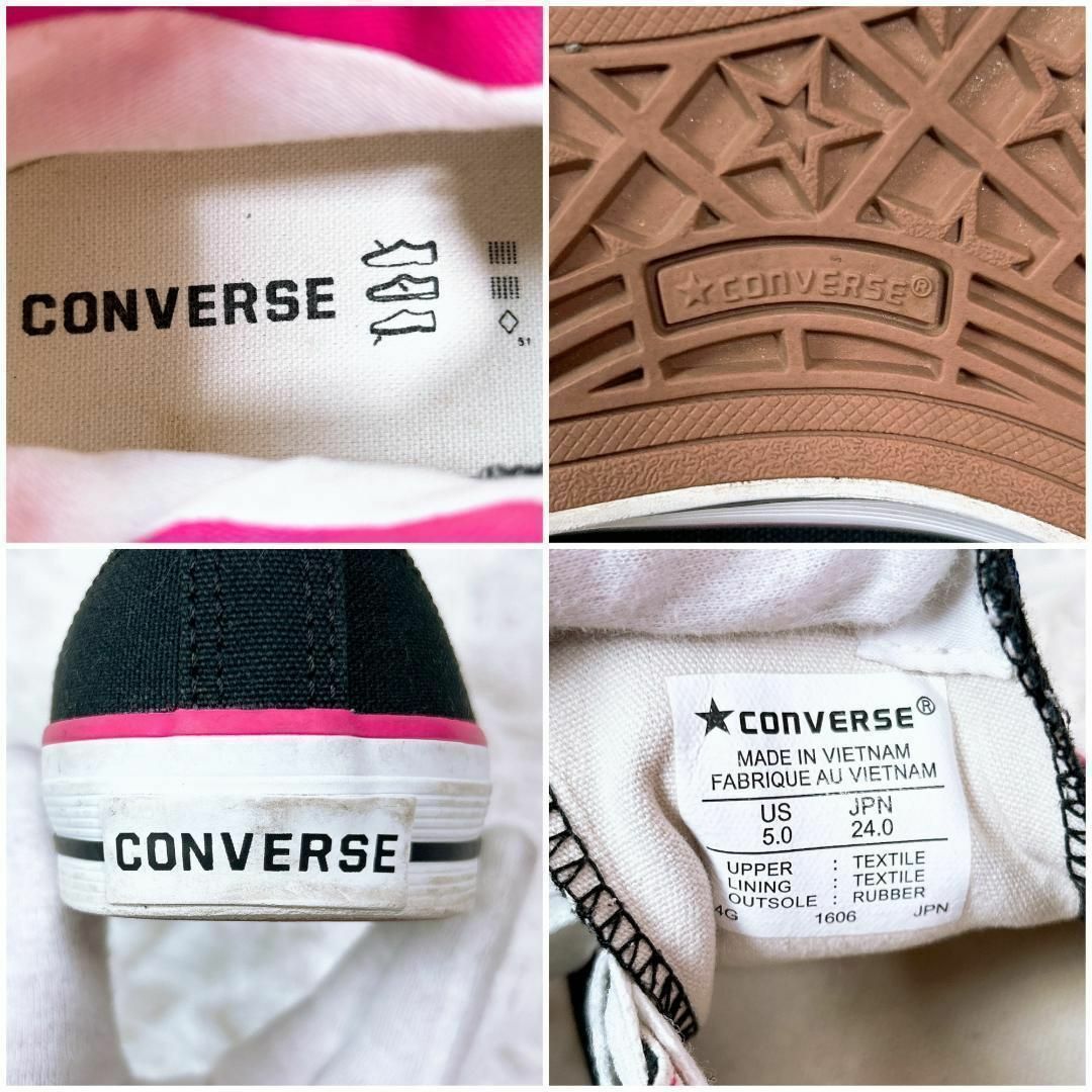 CONVERSE(コンバース)の◆CONVERSE コンバース ハイカットスニーカー 24.0 ブラック×ピンク レディースの靴/シューズ(スニーカー)の商品写真