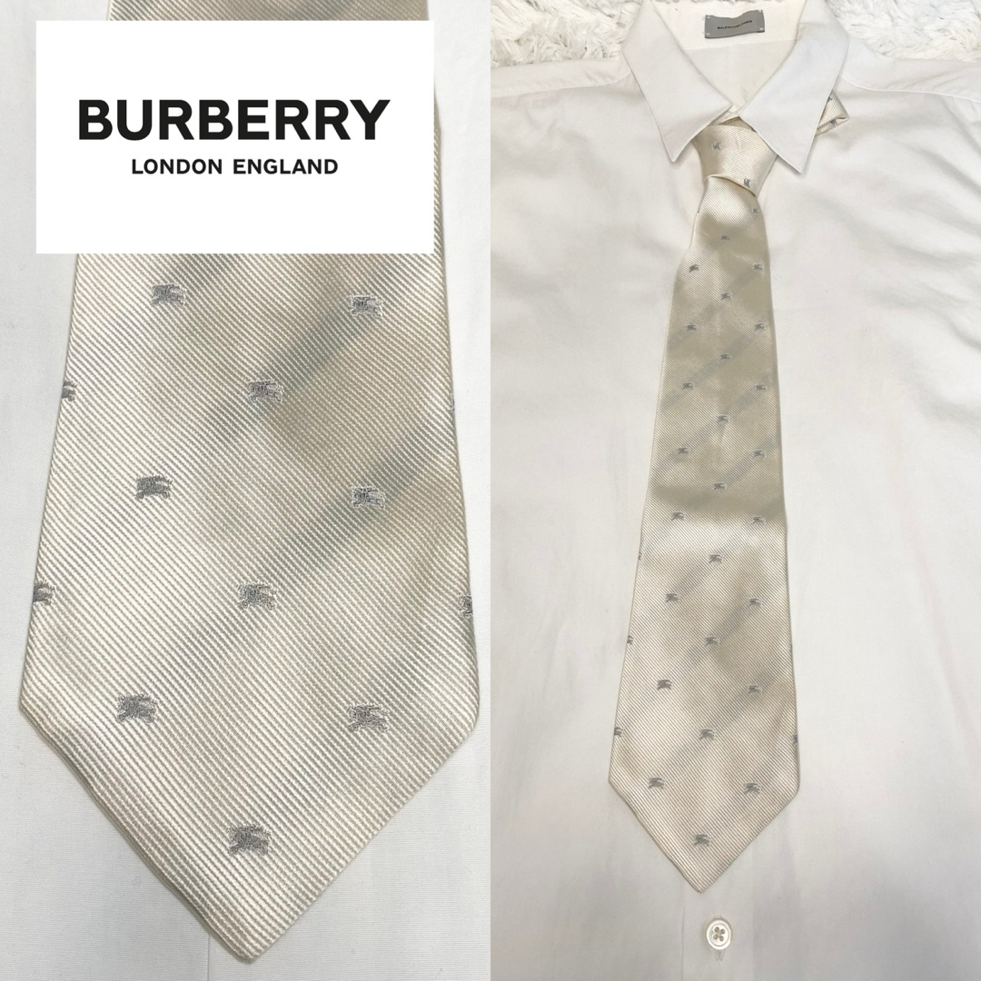BURBERRY(バーバリー)の【美品】 Burberry ネクタイ アイボリーシャドーレジメ メンズのファッション小物(ネクタイ)の商品写真