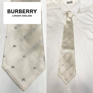 【美品】 Burberry ネクタイ アイボリーシャドーレジメ