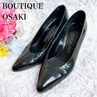 ■BOUTIQUE OSAKI 花柄ヒール エナメル ブラック 23.5(ハイヒール/パンプス)