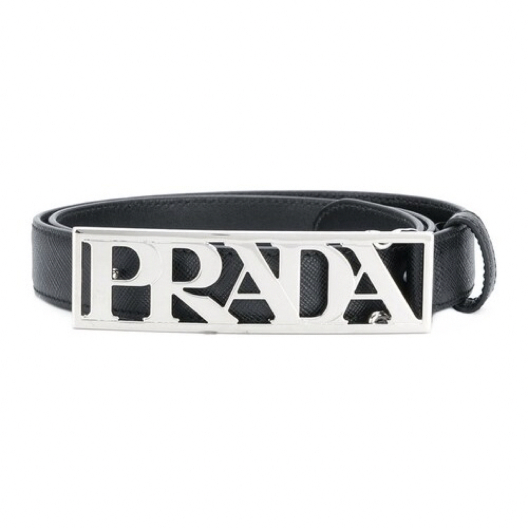 PRADA(プラダ)のPRADA プラダ ベルト ロゴプレート ブラック ゴールド  レディースのファッション小物(ベルト)の商品写真