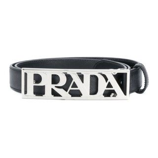 PRADA プラダ ベルト ロゴプレート ブラック ゴールド 