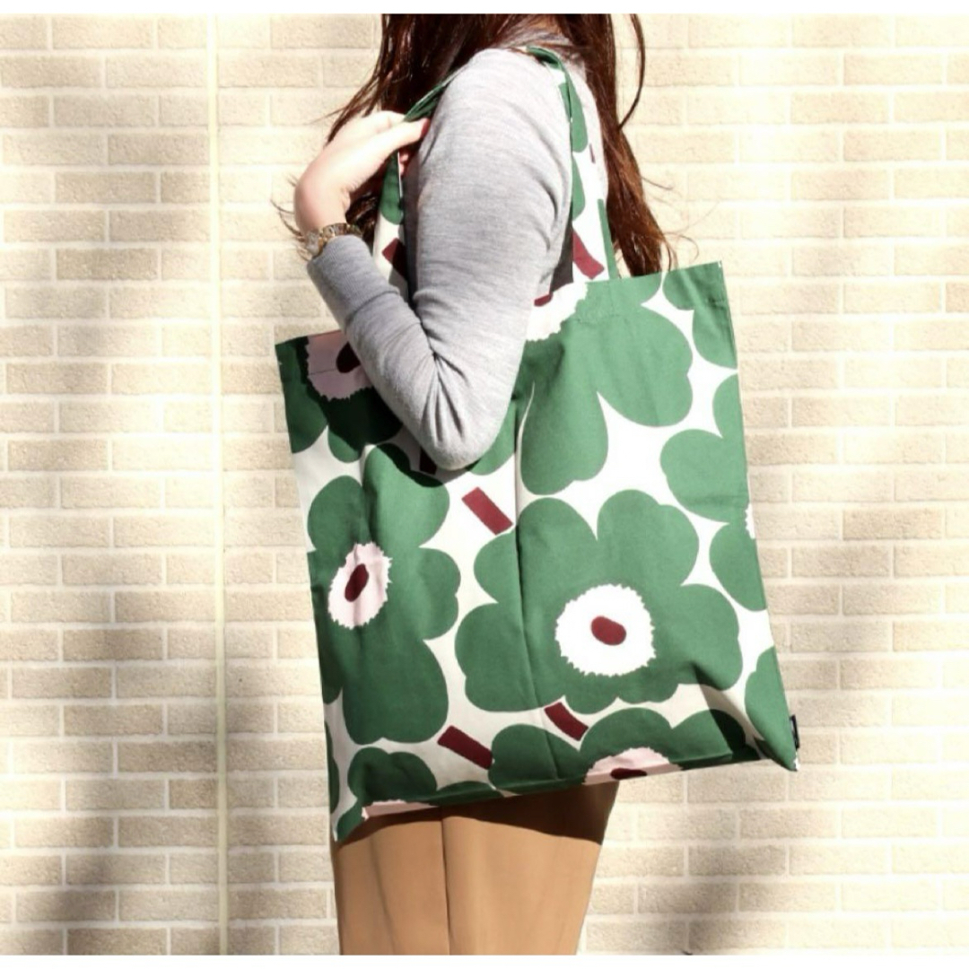 marimekko(マリメッコ)の希少！新品marimekkoマリメッコ ウニッコ柄 トートバッグ グリーン 緑 レディースのバッグ(トートバッグ)の商品写真