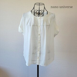 nano・universe - ブロードゥリー＆コー ナノユニバース 金ボタンブラウス 半袖 白 プルオーバー