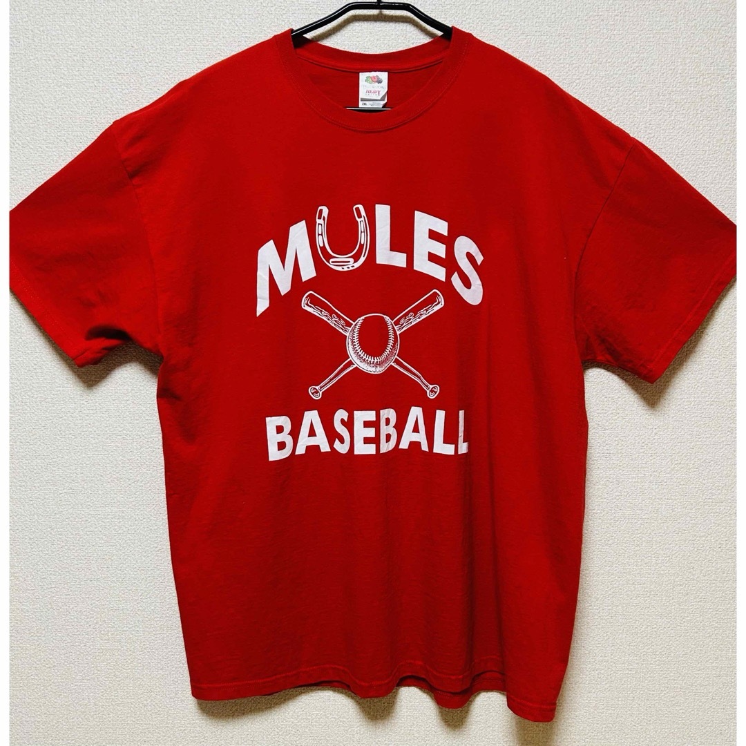 FRUIT OF THE LOOM(フルーツオブザルーム)の【US古着】 baseball フロントプリントTシャツ(2XL/レッド) メンズのトップス(Tシャツ/カットソー(半袖/袖なし))の商品写真