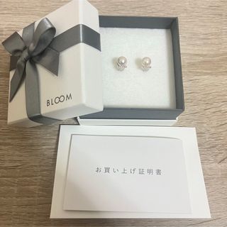 bloom ピアス 6月誕生石 K10 ホワイトゴールド あこや真珠 パール