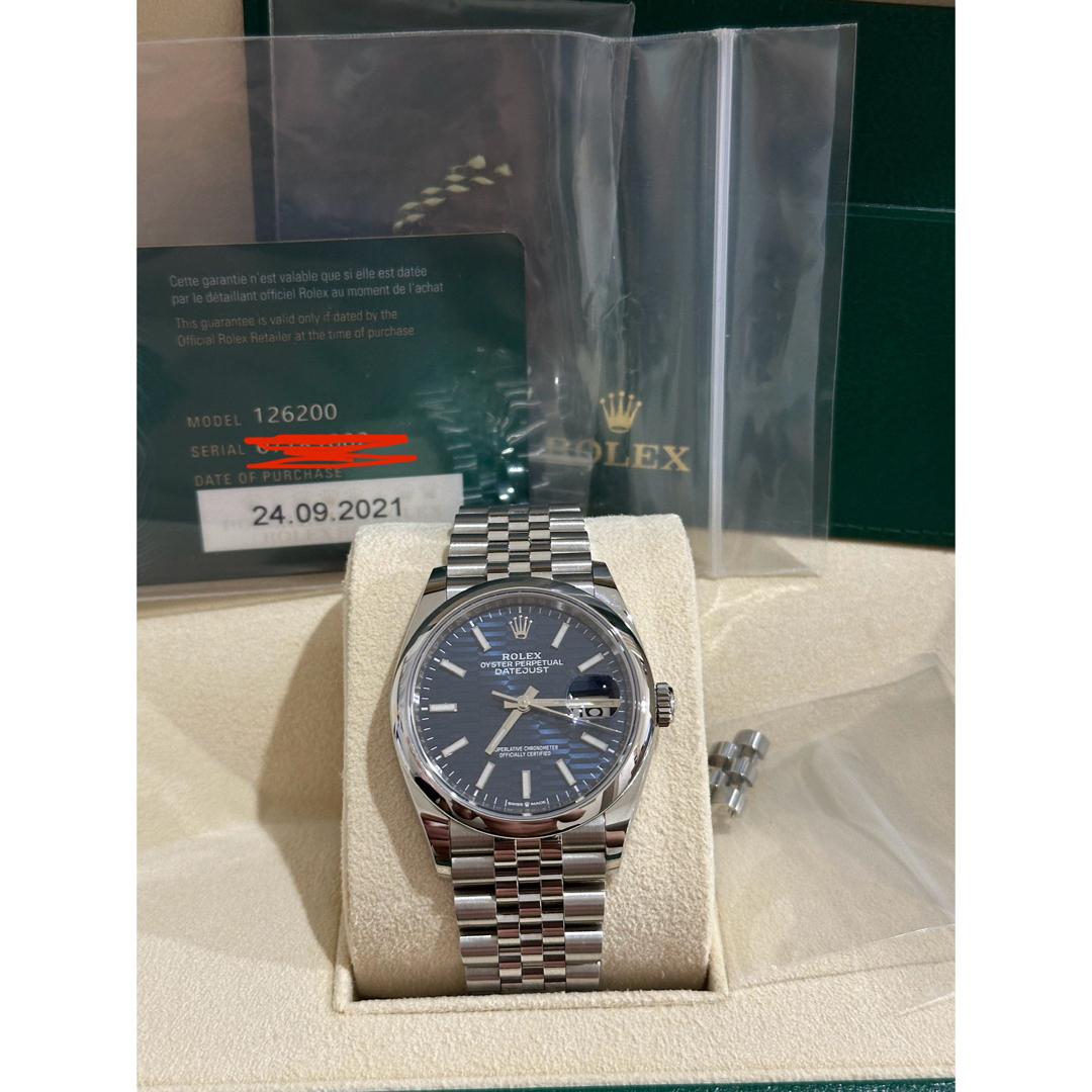 ROLEX(ロレックス)の【極美品フルセット】ロレックス126200デイトジャスト36ブルーブルーテッド メンズの時計(腕時計(アナログ))の商品写真