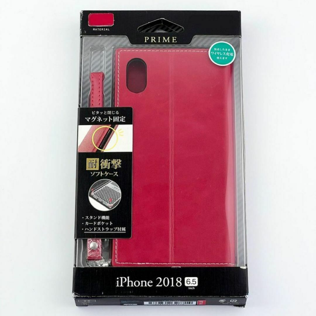 iPhoneXS Max 手帳型 保護 カバー ケース シンプル 紺 レッド 赤 スマホ/家電/カメラのスマホアクセサリー(iPhoneケース)の商品写真