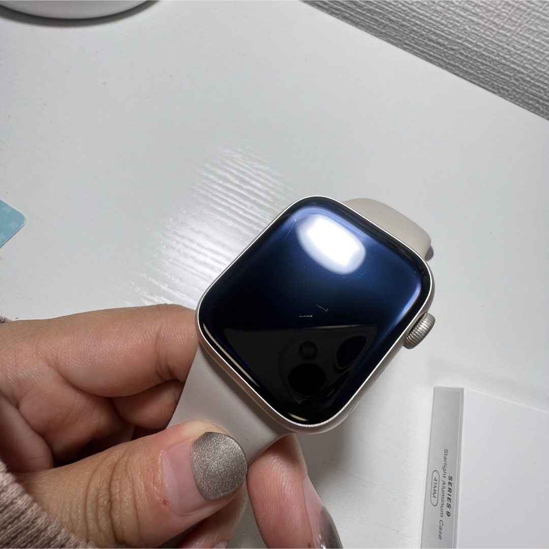 Apple Watch(アップルウォッチ)のApplewatch series9 41mm スターライト S/M  レディースのファッション小物(腕時計)の商品写真