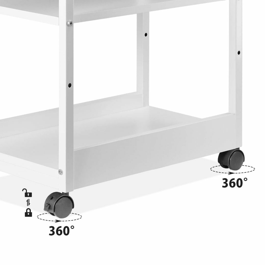 ★移動も楽々　パソコンワゴン　ラック　キャスター　引き出し　白 インテリア/住まい/日用品の収納家具(棚/ラック/タンス)の商品写真