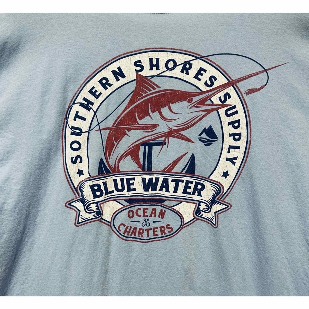 【US古着】 ヴィンテージ　フロント&バックプリントTシャツ(2XL/ブルー) メンズのトップス(Tシャツ/カットソー(半袖/袖なし))の商品写真