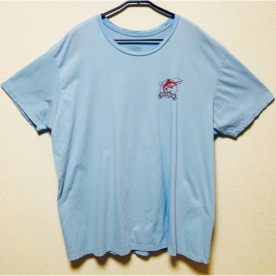 【US古着】 ヴィンテージ　フロント&バックプリントTシャツ(2XL/ブルー) メンズのトップス(Tシャツ/カットソー(半袖/袖なし))の商品写真