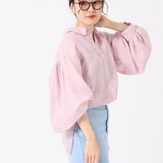 IENA - IENA ラミーリヨセルボリュームスリーブシャツ ピンク