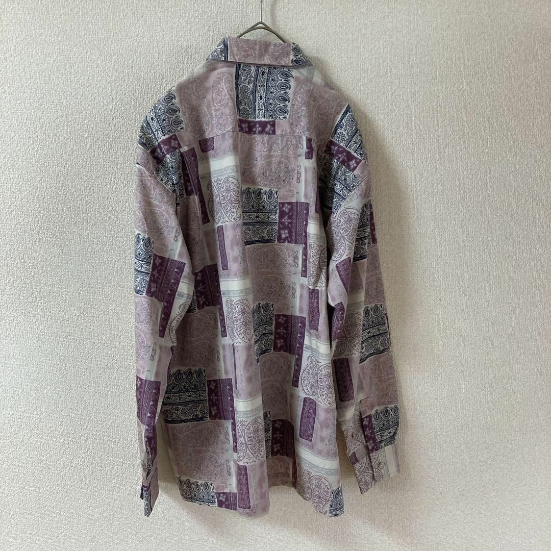 O3 ペイズリー柄パターン柄シャツ　長袖　スクエアテイル　Ｌメンズ　ユーロ メンズのトップス(Tシャツ/カットソー(七分/長袖))の商品写真