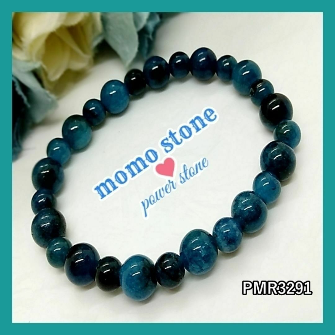 ❤ ブルーアパタイト 天然石 パワーストーンブレスレット 数珠 レディースのアクセサリー(ブレスレット/バングル)の商品写真