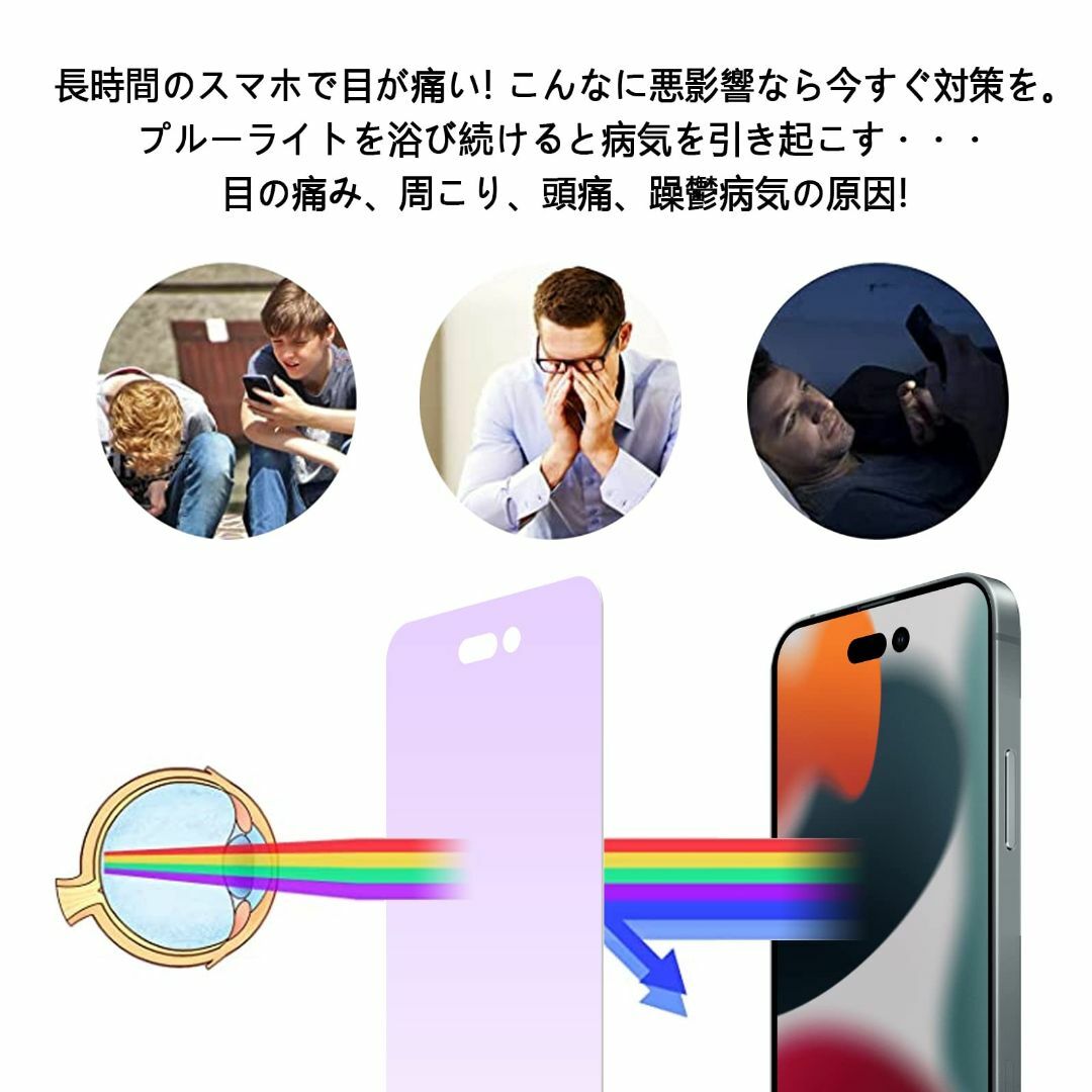 【サイズ:6.1インチ(2.5D)】iPhone 14proガラスフィルム ブル スマホ/家電/カメラのスマホアクセサリー(その他)の商品写真