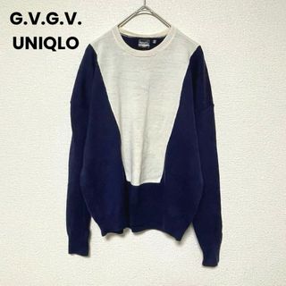 ユニクロ(UNIQLO)のck22 G.V.G.V./UNIQLO/バイカラー長袖ニット/シンプル(ニット/セーター)