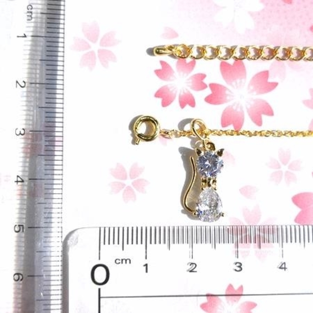 金猫CZネックレス ハンドメイドのアクセサリー(ネックレス)の商品写真