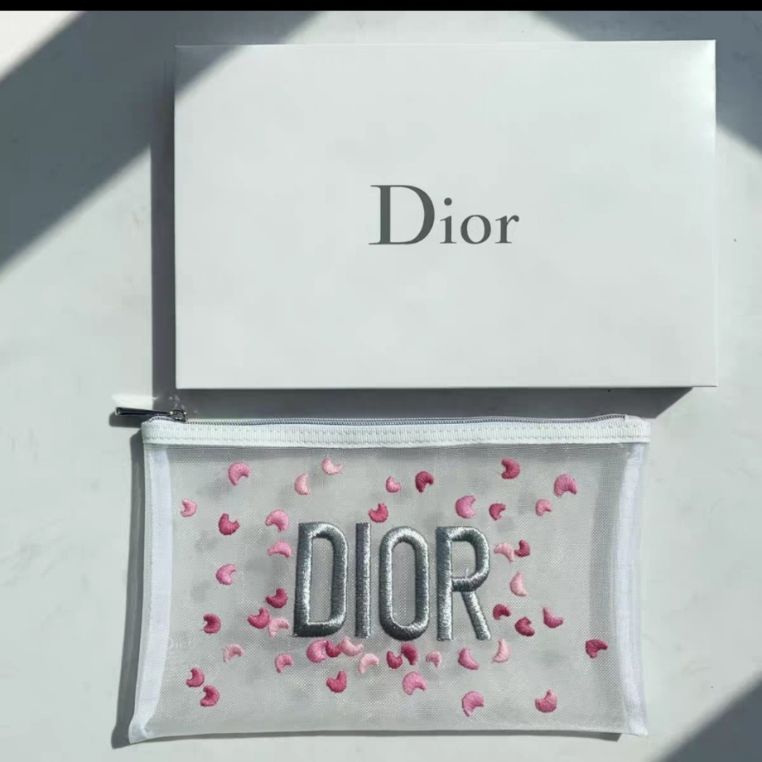 Christian Dior(クリスチャンディオール)の新品 ディオール ノベルティ ポーチ 刺繍 メッシュ レディースのファッション小物(ポーチ)の商品写真