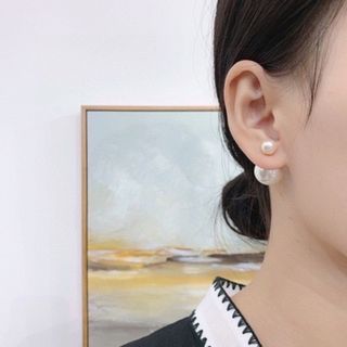 ❤️再入荷❤️冠婚葬祭  S925 パールピアス　ピアス　ダブルパール　韓国