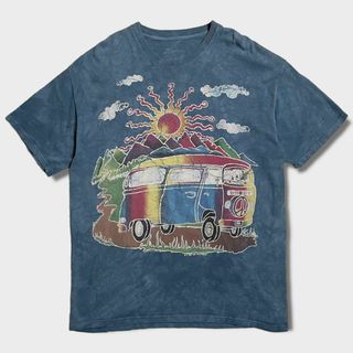 ザマウンテン　半袖Tシャツ　プリント　グッドフェード　ゆるだぼ　ブルー　古着(その他)