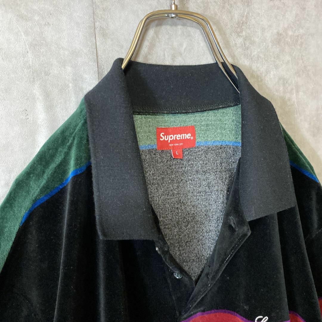 Supreme(シュプリーム)の【高級感抜群ベロア◎】supremeワンポイント刺繍ロゴ古着ポロスウェットL メンズのトップス(スウェット)の商品写真