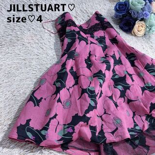 ジルスチュアート(JILLSTUART)の美品【JILLSTUART】ジルスチュアート 花柄ワンピース ピンク ドレス(その他ドレス)