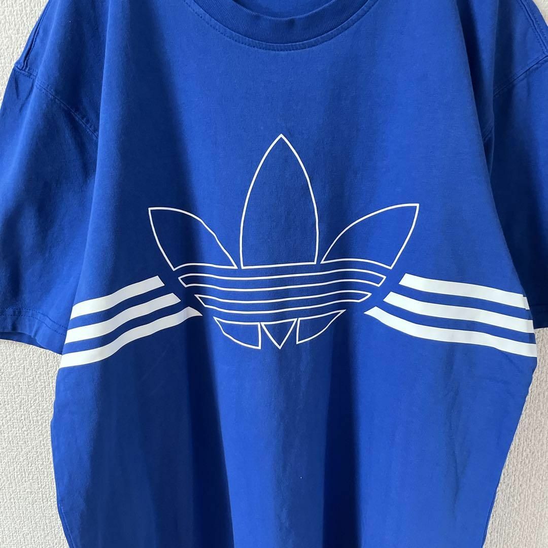 adidas(アディダス)のQ1 adidas tシャツ 半袖　ゆったり　XLレディース相当　ロゴストライプ レディースのトップス(Tシャツ(半袖/袖なし))の商品写真