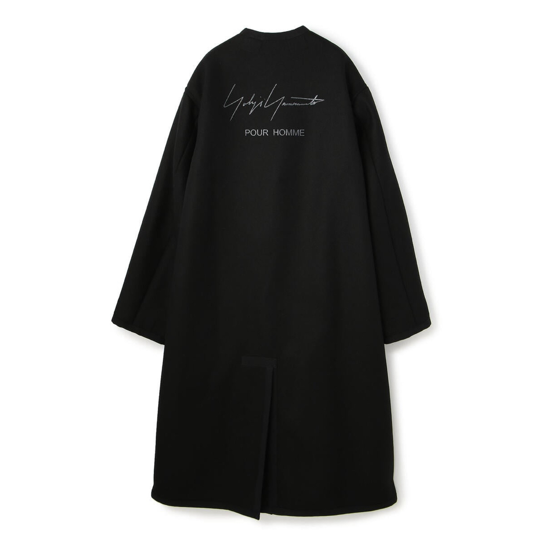 Yohji Yamamoto POUR HOMME(ヨウジヤマモトプールオム)のヨウジヤマモト YOHJI YAMAMOTO ロゴ コート メルトン メンズのジャケット/アウター(その他)の商品写真