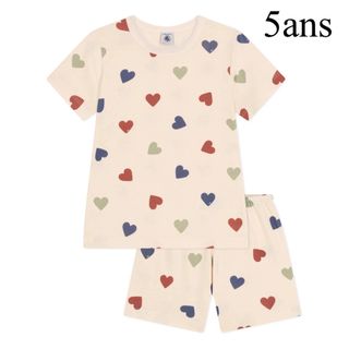 プチバトー(PETIT BATEAU)の新品 プチバトー 2024SS 新作 プリント 半袖 パジャマ ハート 5ans(その他)