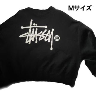 ステューシー(STUSSY)のステューシー　トレーナー　黒　ロゴ　M  ショート丈(トレーナー/スウェット)