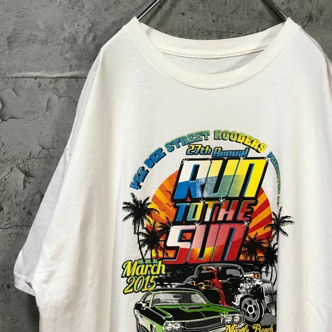 RUN TO THE SUN アメ車 ホッドロッド デザイン Tシャツ メンズのトップス(Tシャツ/カットソー(半袖/袖なし))の商品写真