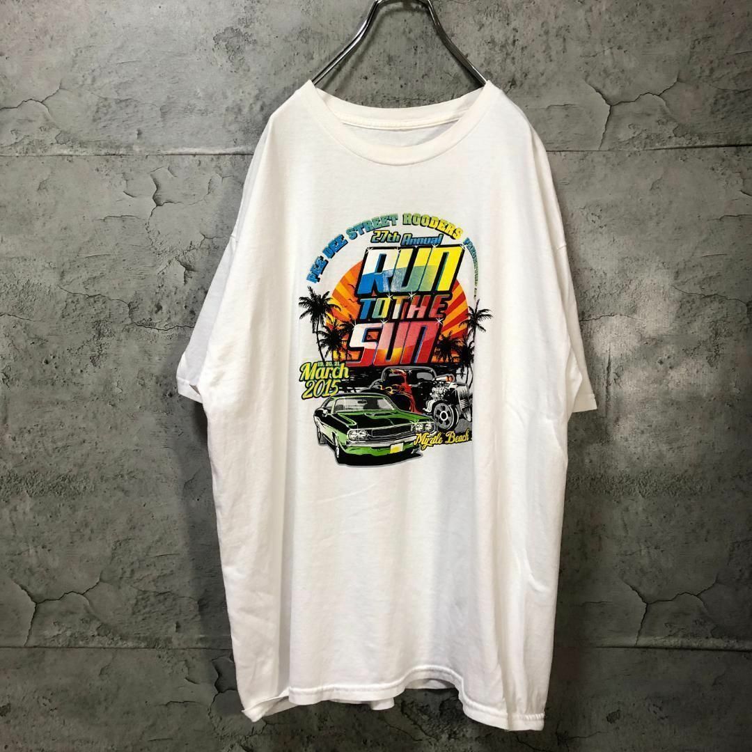 RUN TO THE SUN アメ車 ホッドロッド デザイン Tシャツ メンズのトップス(Tシャツ/カットソー(半袖/袖なし))の商品写真